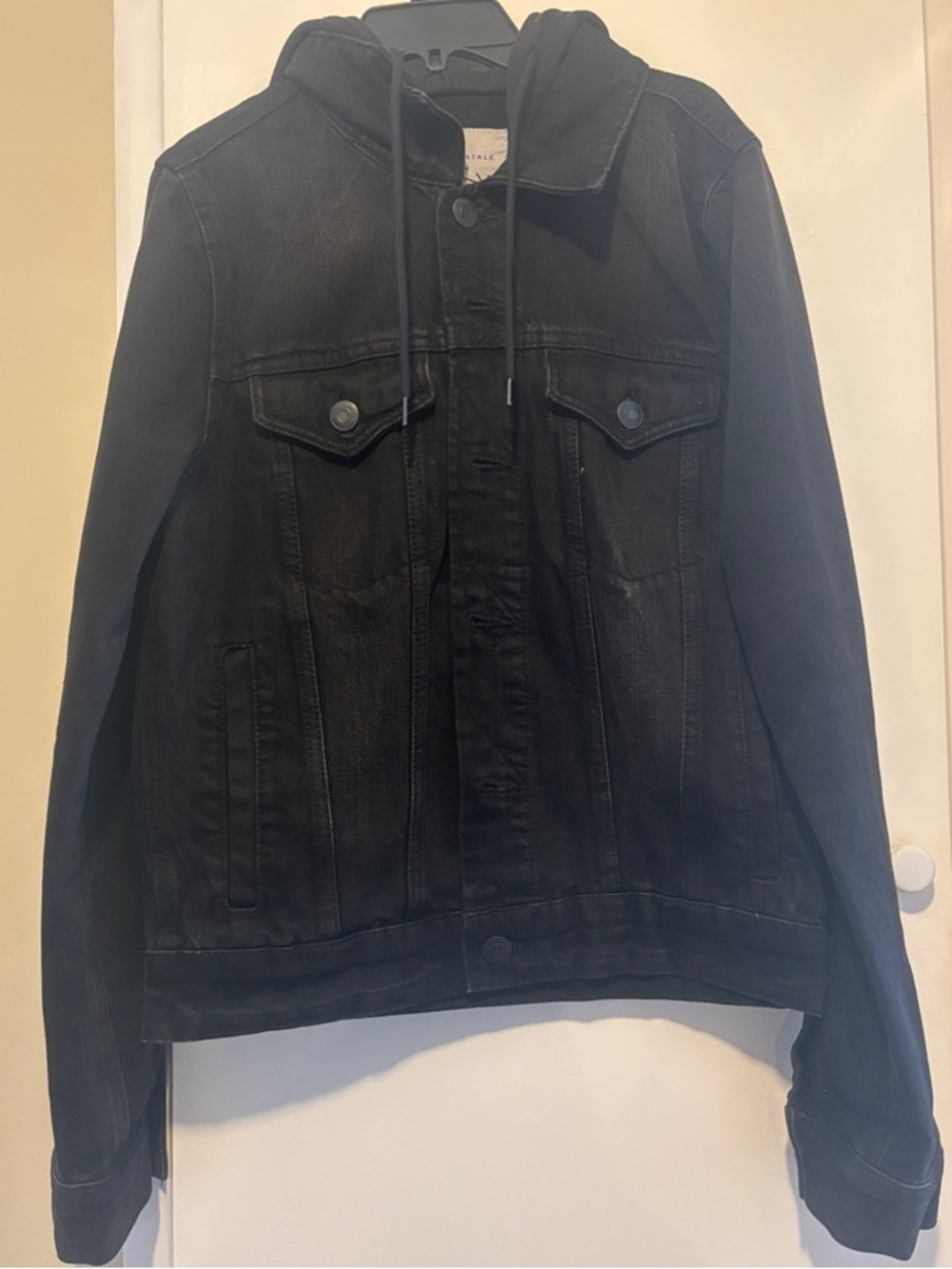 Adult Black Hooded Denim Jacket - Contemporary Casual